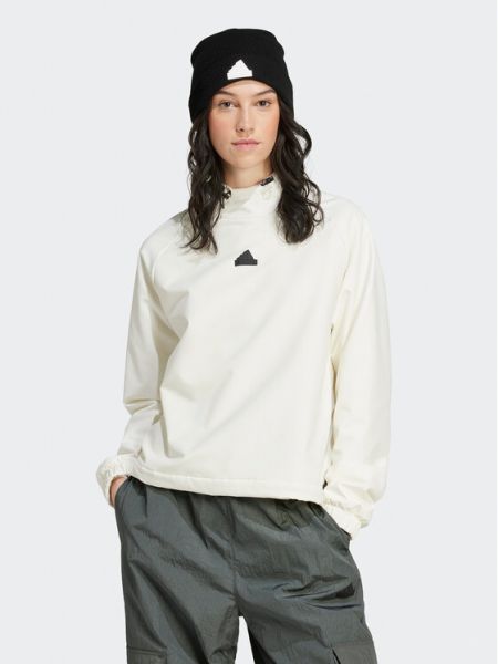 Laza szabású kapucnis pulóver Adidas fehér