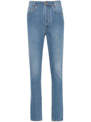 Slim fit kõrge vöökohaga kitsa lõikega teksapüksid Moschino sinine