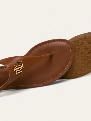 Sandały skórzane casual Lauren Ralph Lauren brązowe