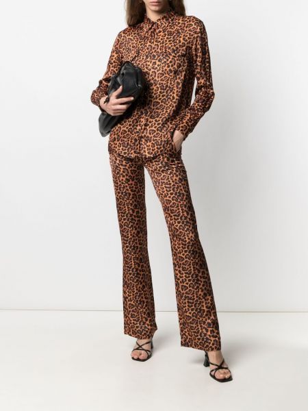 Pantalones rectos con estampado leopardo Laneus naranja