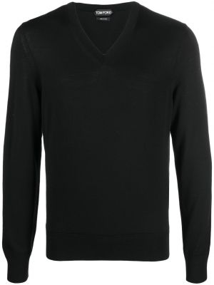 Sweter wełniany z dekoltem w serek Tom Ford czarny