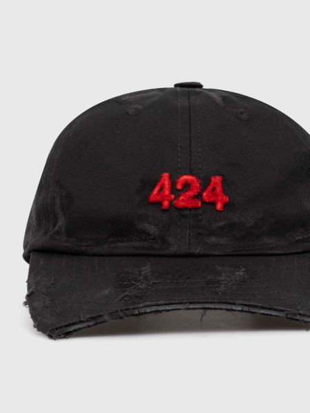 Βαμβακερό καπέλο με φθαρμένο εφέ 424 μαύρο