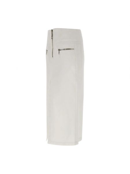Falda midi con cremallera de algodón con bolsillos Dondup blanco