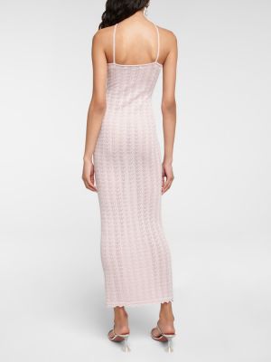 Křišťálové krajkové dlouhé šaty Alessandra Rich růžové