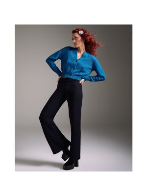 Pantalones de cintura alta de lana bootcut L’envers X La Redoute azul