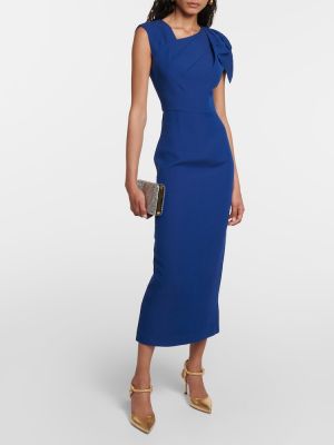 Hedvábné vlněné midi šaty Roland Mouret modré