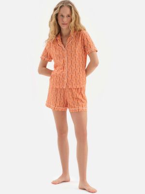 Piżama w paski Dagi pomarańczowa