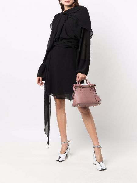 Mini vestido de seda drapeado Maison Margiela negro