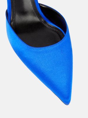 Papuci tip mules din satin Victoria Beckham albastru