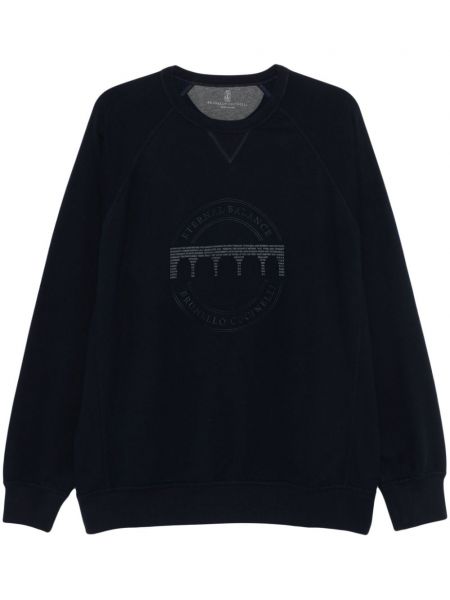 Işlemeli sweatshirt Brunello Cucinelli mavi