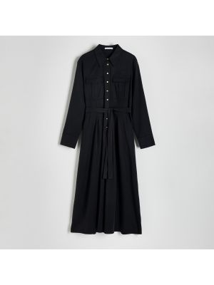 Lyocellové košeľové šaty Reserved čierna