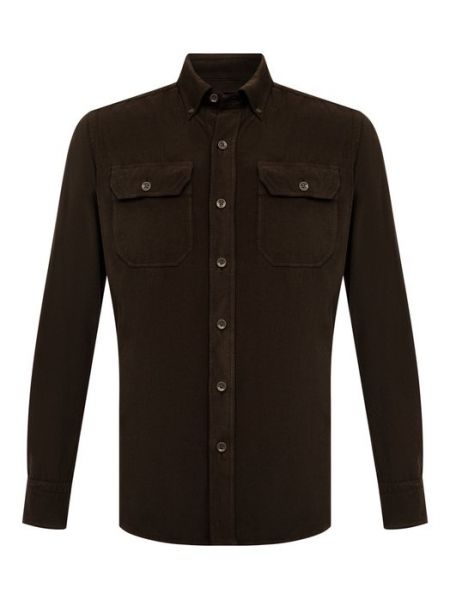 Хлопковая рубашка Tom Ford коричневая