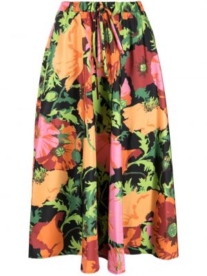 Midi suknja s cvjetnim printom s printom La Doublej crna