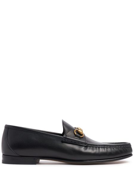 Skinn loafers Gucci svart