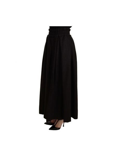 Falda larga de cintura alta de lana Dolce & Gabbana negro