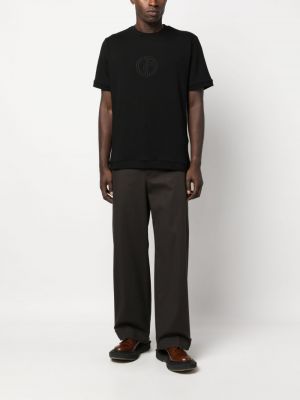 Siuvinėtas marškinėliai Giorgio Armani juoda