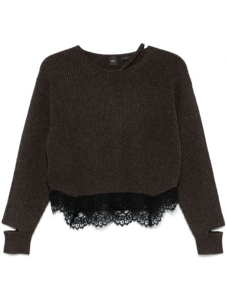 Lang sweater med blonder Pinko brun