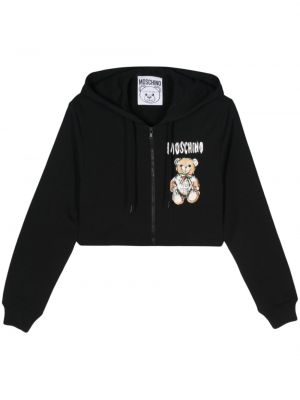 Pamučna hoodie s kapuljačom Moschino crna