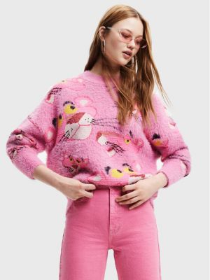 Oversize пуловер Desigual розово