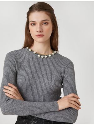 Megztinis su perlais Koton pilka