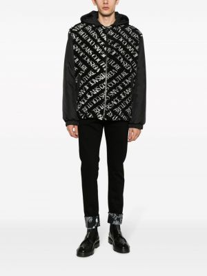 Raštuotas medvilninis džemperis su gobtuvu Versace Jeans Couture juoda