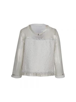 Blusa con bordado transparente de encaje Chanel Vintage blanco