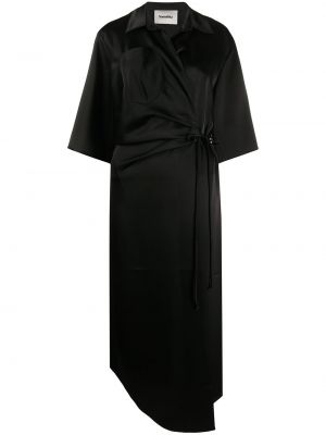 Сатенена коктейлна рокля Nanushka черно
