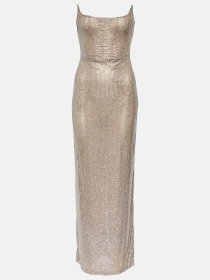 Křišťálové dlouhé šaty Giuseppe Di Morabito stříbrné