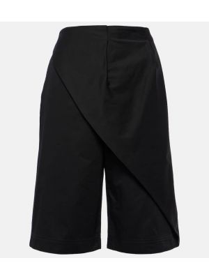 Plisirane bombažne kratke hlače Loewe črna
