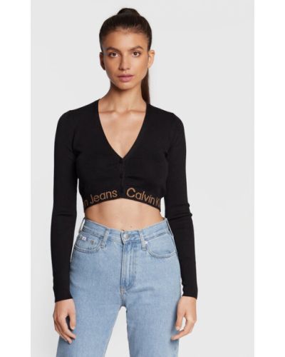 Cardigan din lyocell din denim Calvin Klein Jeans - negru