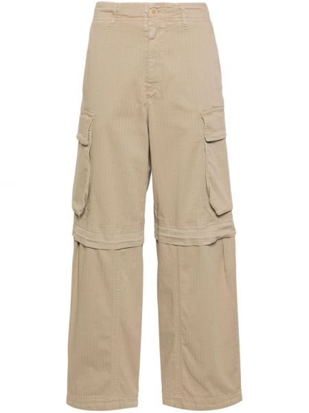 Pantaloni cargo cu model herringbone Semicouture bej