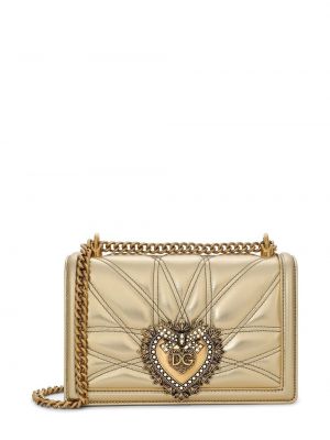 Prešívaná crossbody kabelka Dolce & Gabbana zlatá