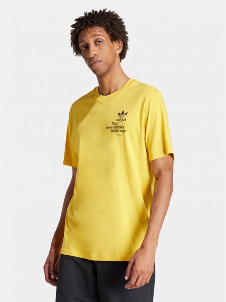 Koszulka bawełniana z nadrukiem Adidas Originals żółta