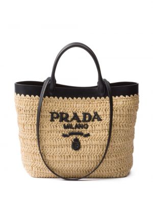 Pletena kožna shopper torbica Prada