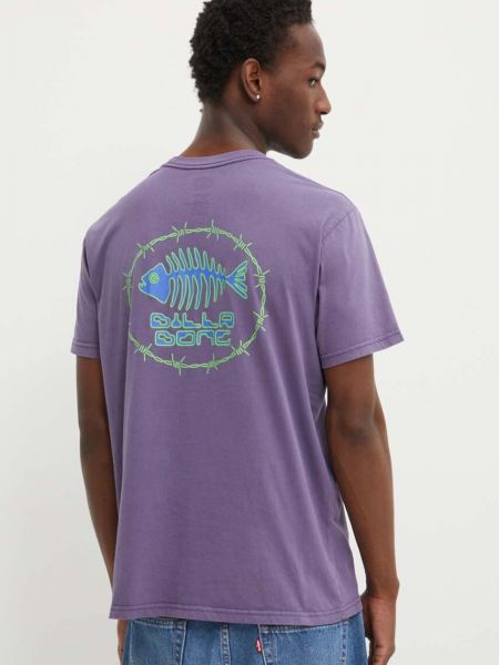 Koszulka bawełniana z nadrukiem Billabong fioletowa
