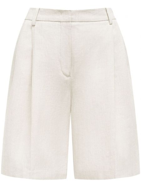 Plisirane lanene kratke hlače 12 Storeez bijela