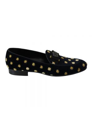 Aksamitne haftowane loafers Dolce And Gabbana