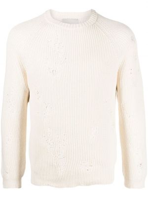 Пуловер с разкъсвания Laneus бяло
