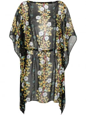 Kvetinové košeľové šaty s potlačou Etro čierna