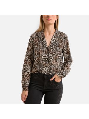 Camisa leopardo manga larga Ikks negro