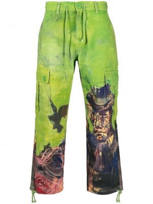 Bavlnené nohavice s potlačou Kidsuper zelená