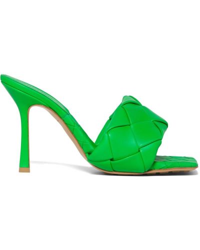 Sandali di pelle intrecciate Bottega Veneta verde