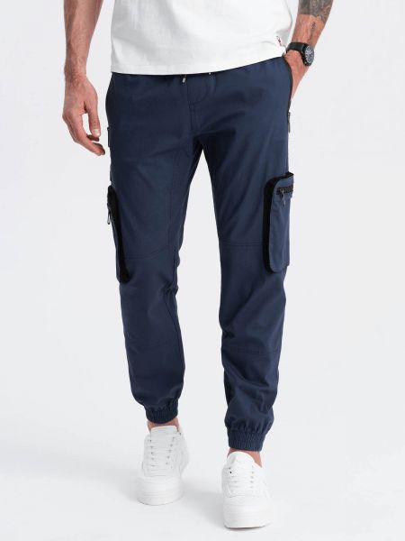 „cargo“ stiliaus kelnės su kišenėmis Ombre mėlyna