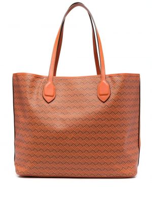 Карирани шопинг чанта с принт Delage оранжево