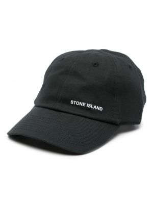 Памучна шапка с козирки с принт Stone Island черно