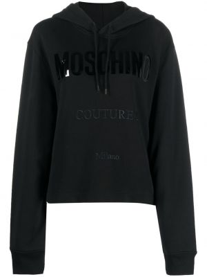 Raštuotas džemperis su gobtuvu Moschino juoda