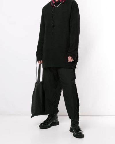 Jersey con cordones de tela jersey Yohji Yamamoto negro