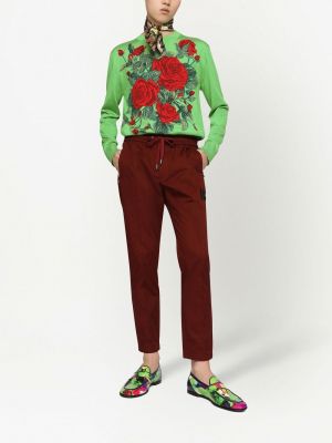 Žakarda zīda džemperis ar ziediem Dolce & Gabbana zaļš