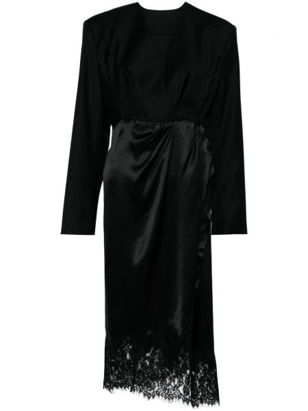Mežģīņu asimetriska midi kleita Jnby melns