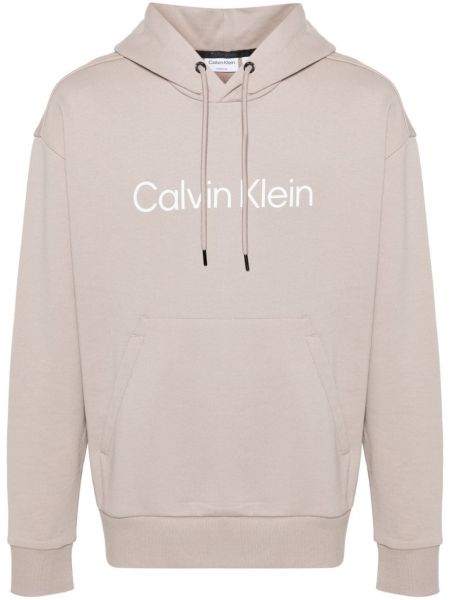 Φούτερ με κουκούλα Calvin Klein μπεζ